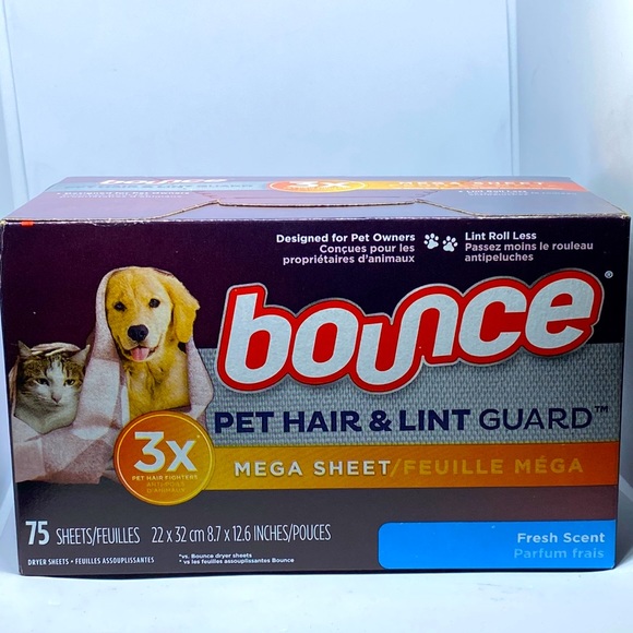 New Bounce Pet Hair And Lint Guard 3x Mega Sheet Fresh Scent 75 Sheets NIB. - Picture 1 of 2